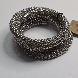 Treska Serpent Skin Silver Tone Bangle Bracelet New